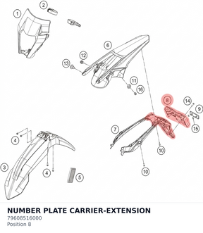 Diagram preview: NUMBER PLATE CARRIER-EXTENSION (79608516000)