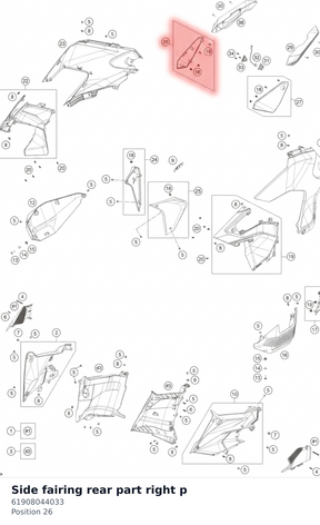 Diagram preview: Side fairing rear part right p (61908044033)