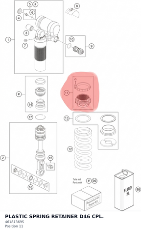 Diagram preview: PLASTIC SPRING RETAINER D46 CPL. (46181369S)