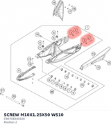 Diagram preview: SCREW M10X1.25X50 WS10 (C90704040100)