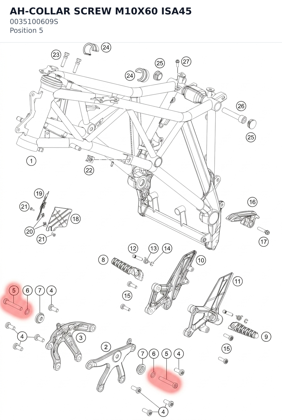 Diagram preview: AH-COLLAR SCREW M10X60 ISA45 (0035100609S)