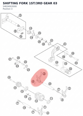 Diagram preview: SHIFTING FORK 1ST/3RD GEAR  03 (54834003000)