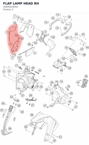 Diagram preview: FLAP LAMP HEAD RH (95808104000)
