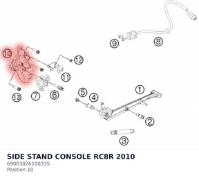 Diagram preview: SIDE STAND CONSOLE RC8R   2010 (6900302610033S)