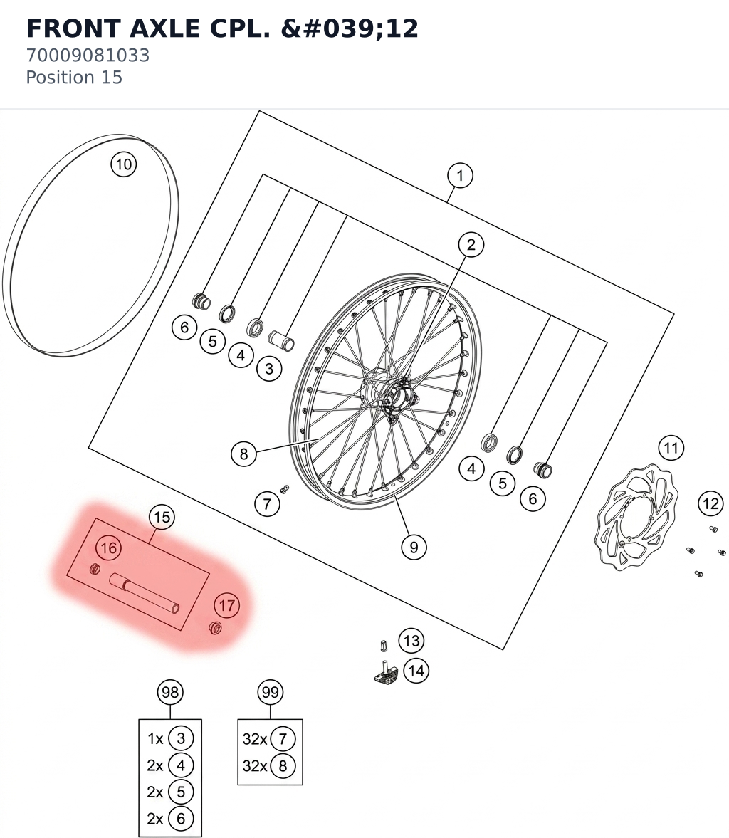 Diagram preview: FRONT AXLE CPL. '12 (70009081033)