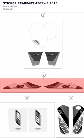 Diagram preview: STICKER REARPART 450SX-F 2015 (78908398000)