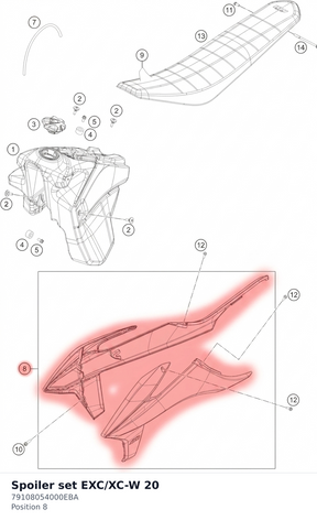 Diagram preview: Spoiler set EXC/XC-W 20 (79108054000EBA)