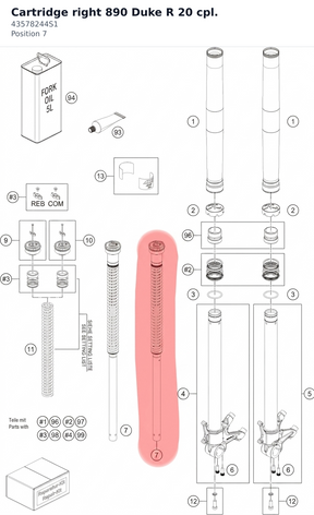 Diagram preview: Cartridge right 890 Duke R 20 cpl. (43578244S1)