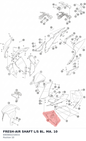 Diagram preview: FRESH-AIR SHAFT L/S BL. MA. 10 (6900802210033)