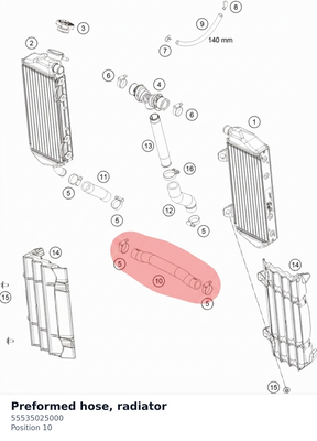 Diagram preview: Preformed hose, radiator (55535025000)