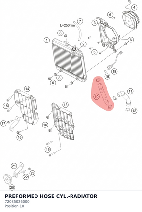 Diagram preview: PREFORMED HOSE CYL.-RADIATOR (72035026000)