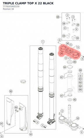 Diagram preview: TRIPLE CLAMP TOP X 22 BLACK (7770103402230)