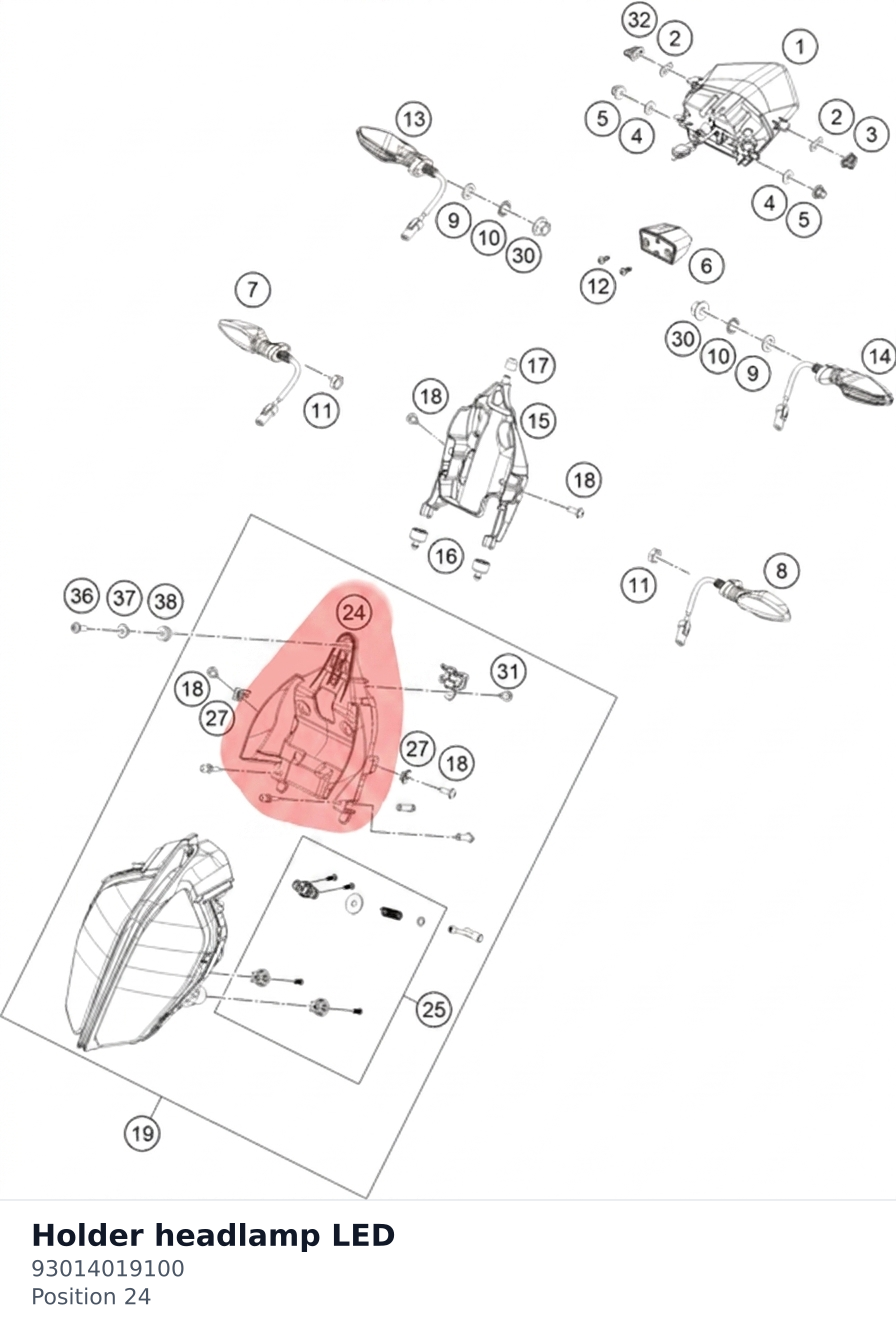 Diagram preview: Holder headlamp LED (93014019100)