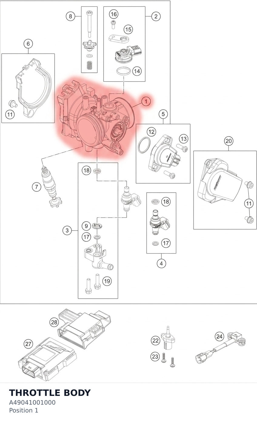 Diagram preview: THROTTLE BODY (A49041001000)