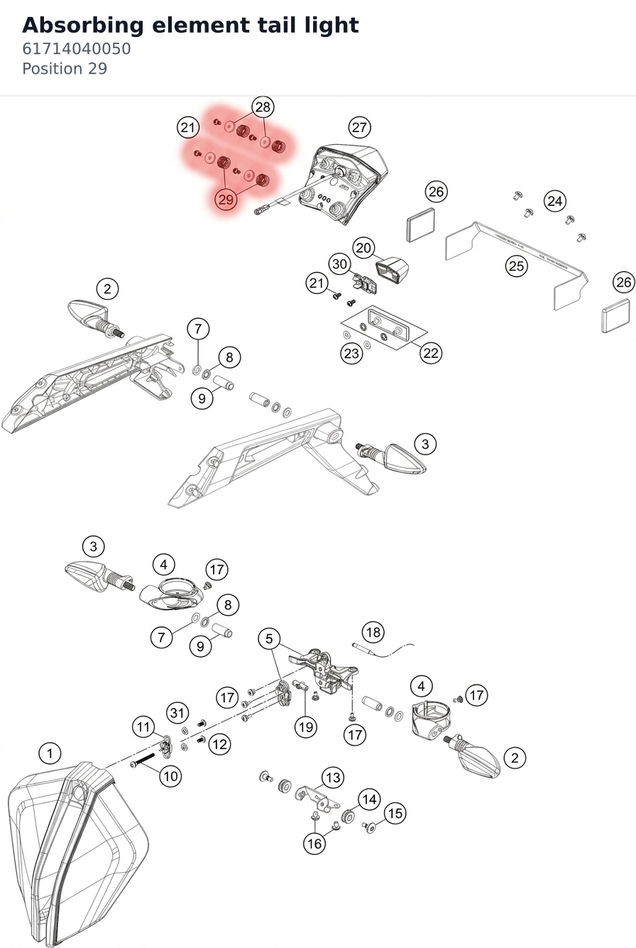 Diagram preview: Absorbing element tail light (61714040050)