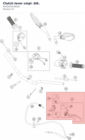 Diagram preview: Clutch lever cmpl. blk. (6410203100030)