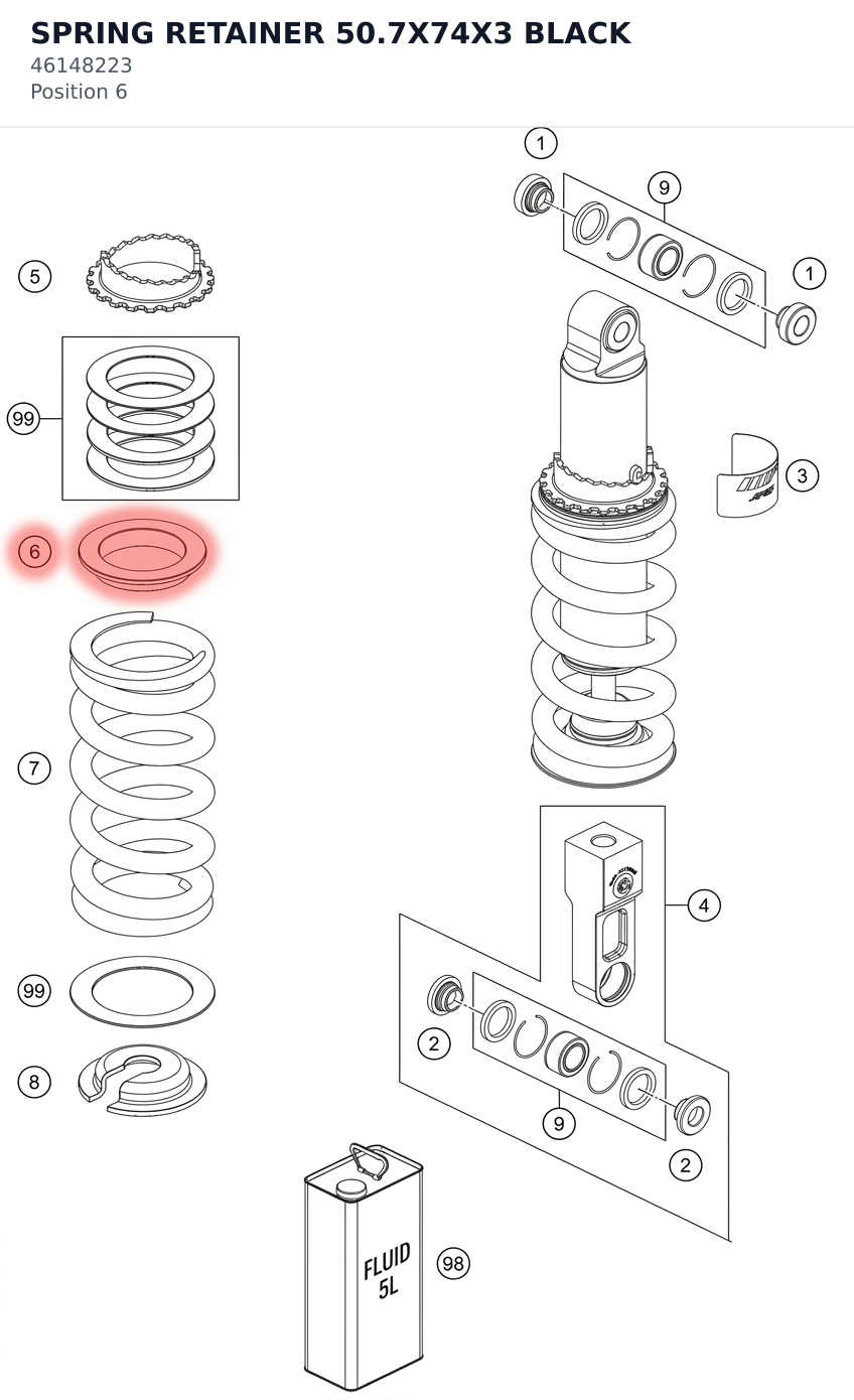 Diagram preview: SPRING RETAINER 50.7X74X3 BLACK (46148223)