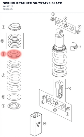 Diagram preview: SPRING RETAINER 50.7X74X3 BLACK (46148223)