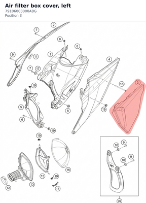 Diagram preview: Air filter box cover, left (79106003000ABG)