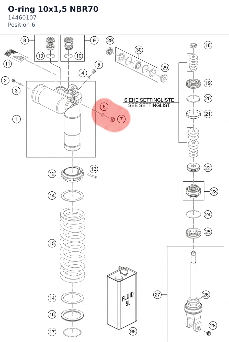 Diagram preview: O-ring 10x1,5 NBR70 (14460107)