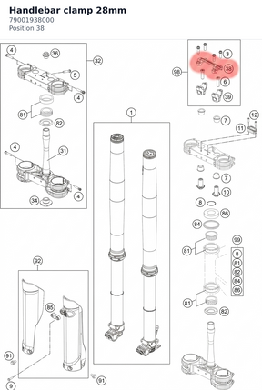 Diagram preview: Handlebar clamp 28mm (79001938000)