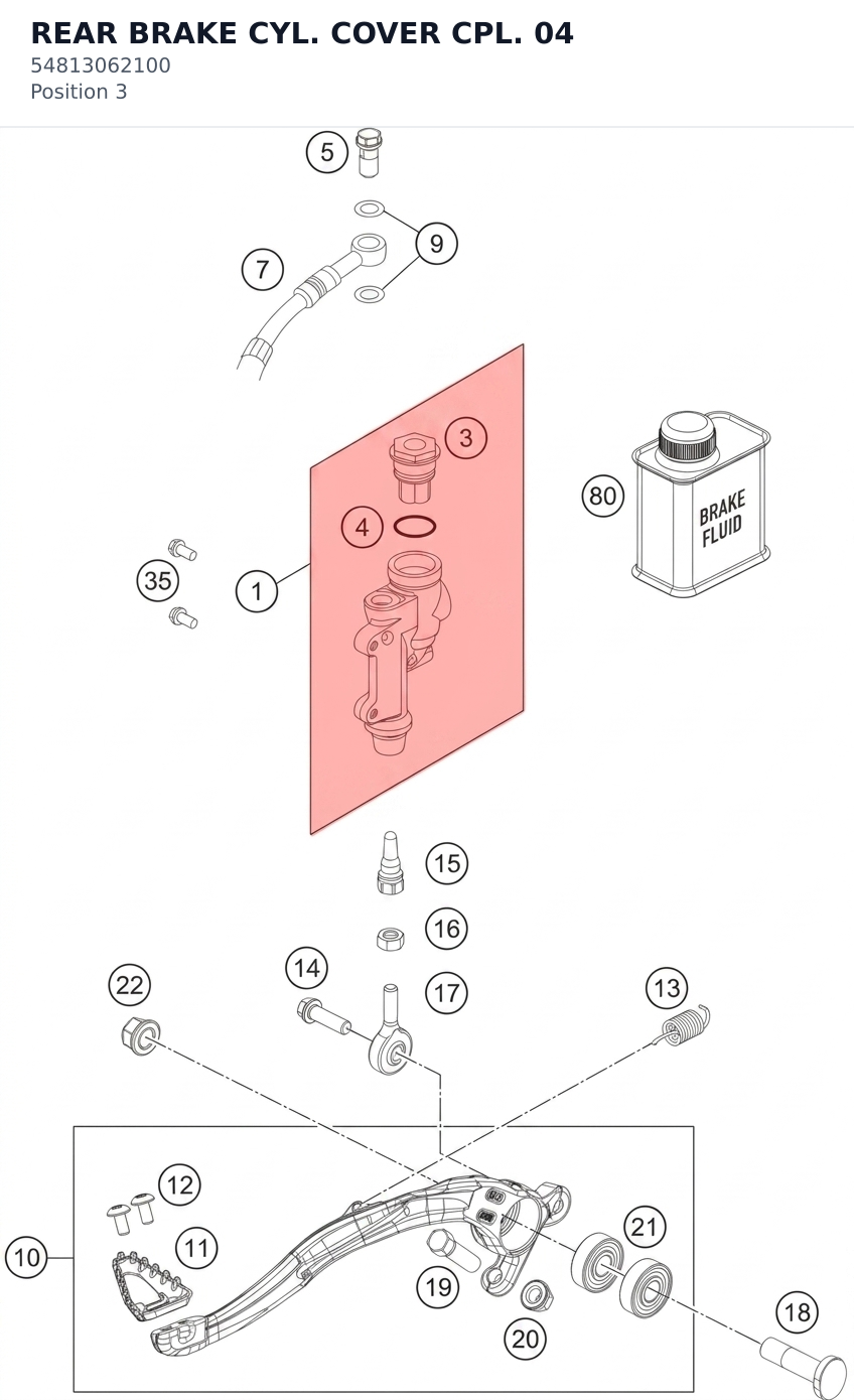 Diagram preview: REAR BRAKE CYL. COVER CPL. 04 (54813062100)