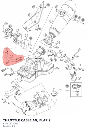 Diagram preview: THROTTLE CABLE AG, FLAP 2 (61441271000)