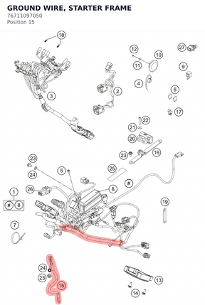 Diagram preview: GROUND WIRE, STARTER FRAME (76711097050)
