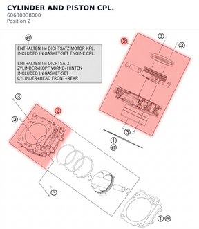 Diagram preview: CYLINDER AND PISTON CPL. (60630038000)