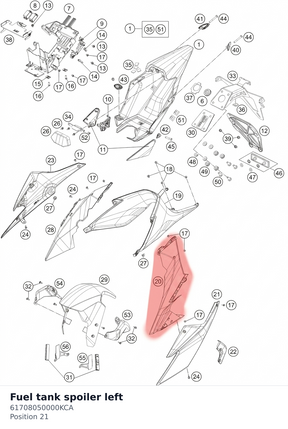 Diagram preview: Fuel tank spoiler left (61708050000KCA)