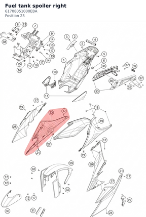Diagram preview: Fuel tank spoiler right (61708051000EBA)