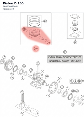 Diagram preview: Piston D 105 (76630007100 I)