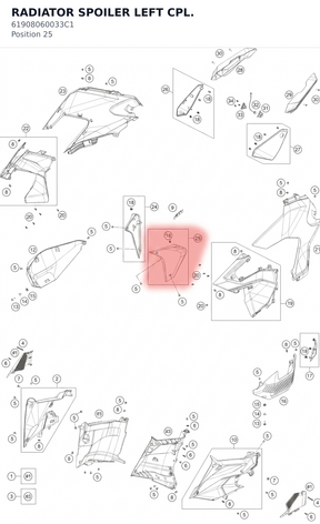 Diagram preview: RADIATOR SPOILER LEFT CPL. (61908060033C1)