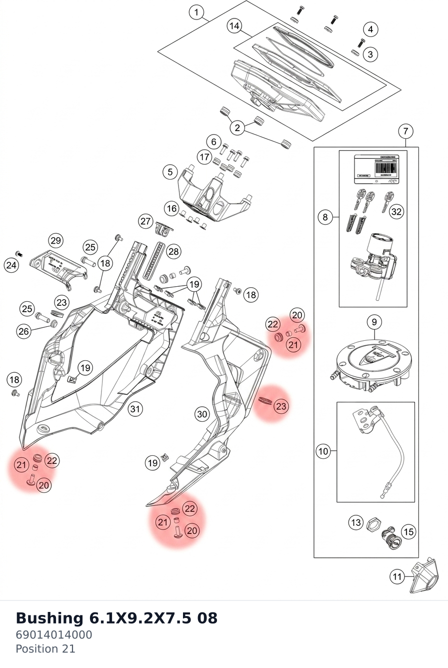 Diagram preview: Bushing 6.1X9.2X7.5         08 (69014014000)