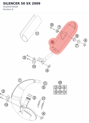 Diagram preview: SILENCER    50 SX         2009 (45205079100)