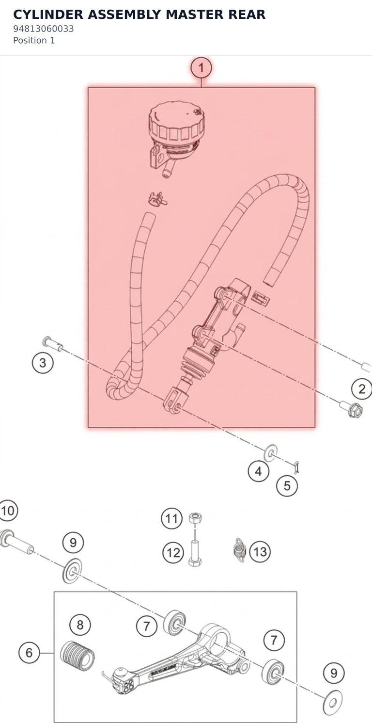 Diagram preview: CYLINDER ASSEMBLY MASTER REAR (94813060033)