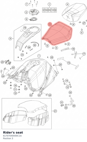 Diagram preview: Rider's seat (61707040000C1A)