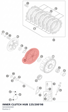 Diagram preview: INNER CLUTCH HUB 125/200'98 (50332002000)