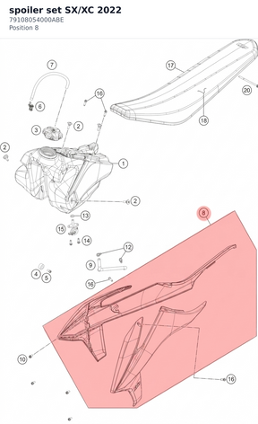 Diagram preview: spoiler set SX/XC 2022 (79108054000ABE)