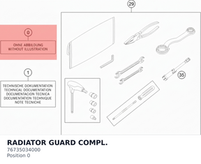 Diagram preview: RADIATOR GUARD COMPL. (76735034000)