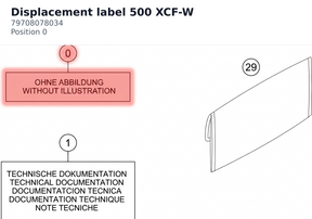Diagram preview: Displacement label 500 XCF-W (79708078034)