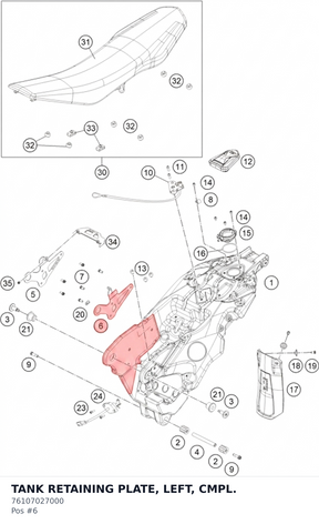 Diagram preview: TANK RETAINING PLATE, LEFT, CMPL. (76107027000)