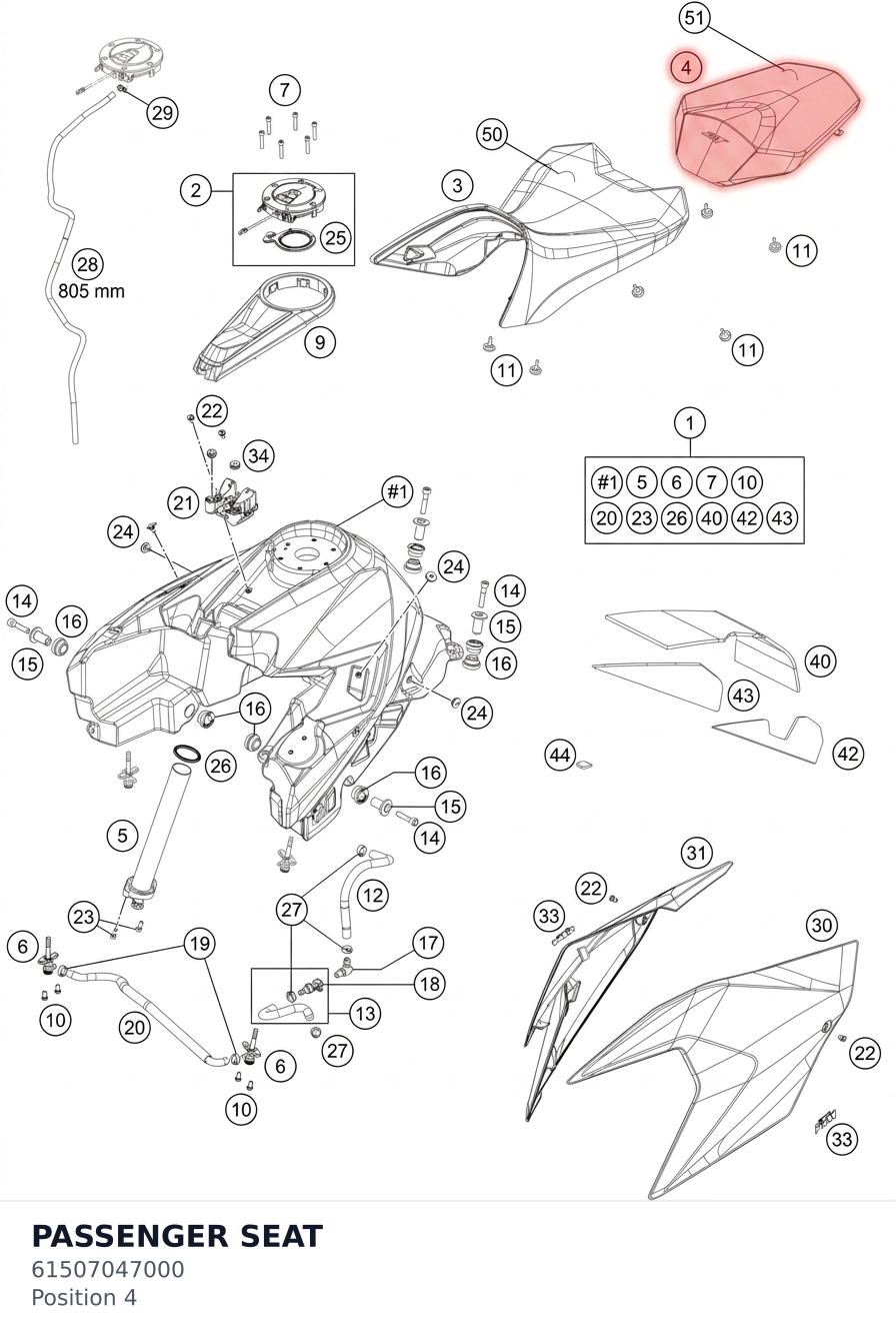 Diagram preview: PASSENGER SEAT (61507047000)