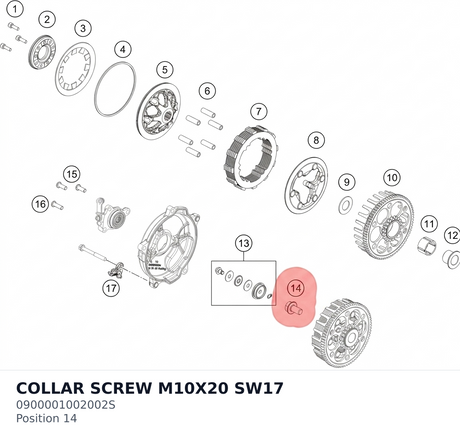 Diagram preview: COLLAR SCREW M10X20 SW17 (0900001002002S)