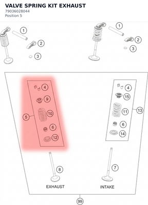 Diagram preview: VALVE SPRING KIT EXHAUST (79036028044)
