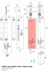 Diagram preview: FORK LEG RIGHT KTM 1390 R EVO (A624R122X407009)