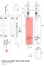Diagram preview: FORK LEG RIGHT KTM 1390 R EVO (A624R122X407009)