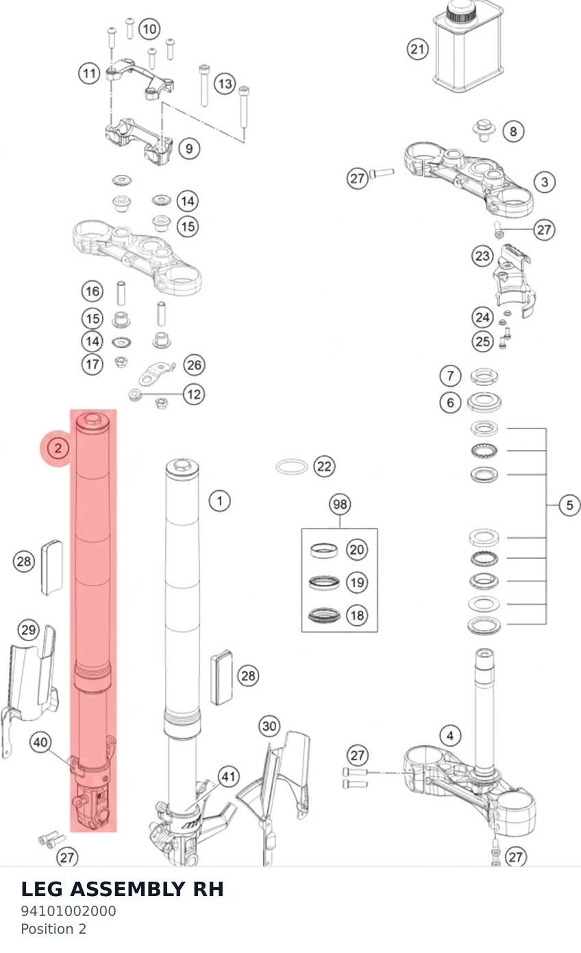 Diagram preview: LEG ASSEMBLY RH (94101002000)