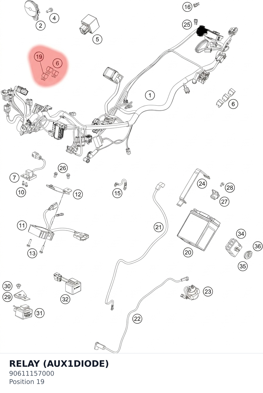 Diagram preview: RELAY (AUX1DIODE) (90611157000)