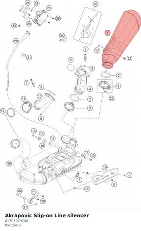 Diagram preview: Akrapovic Slip-on Line silencer (61705979100)